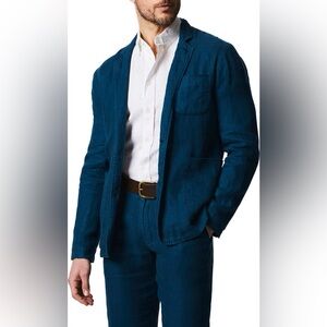 Billy Reid Archie Garment Dyed Linen Jacket Coastal Blue NWT